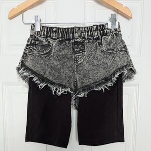NWT - Kendall & Kylie Black Combination  Cut-Off Jean And Bike Shorts In One